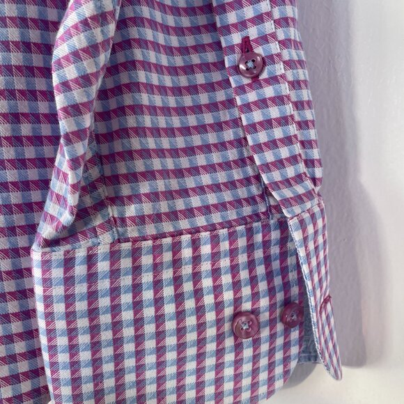 Stone Rose Gingham Check Dress Shirt - Pink/Blue/White - Size 4 (Large) - Picture 2 of 9